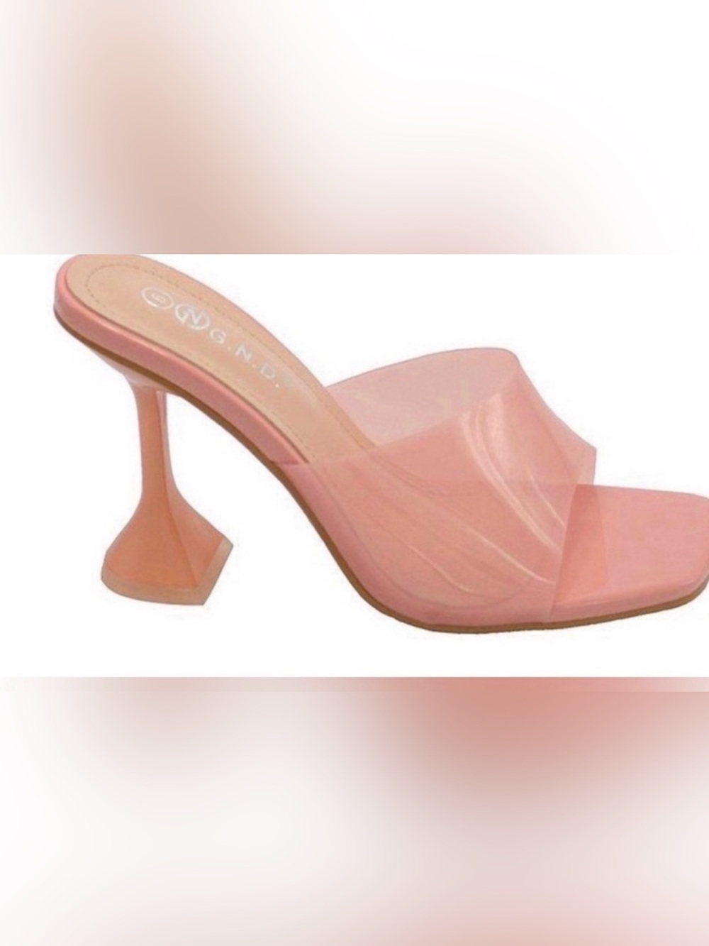 Blush Pink Women’s Slide Heel Mule - Elegant Clear Strap